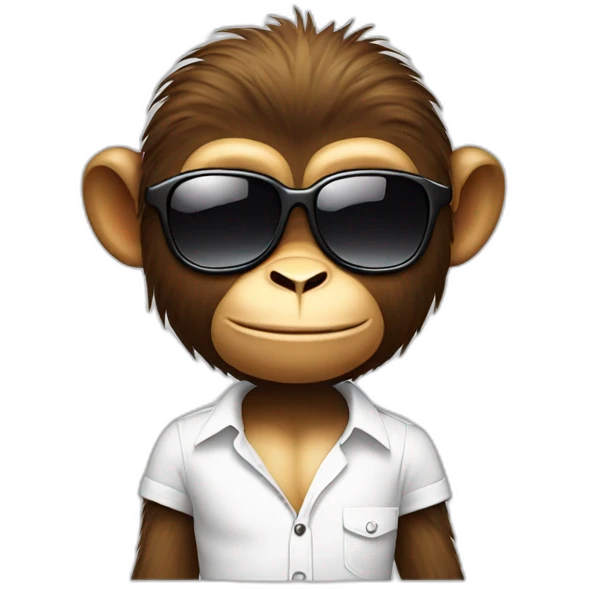 Little Monkey with sunglass and white shirt  emoji