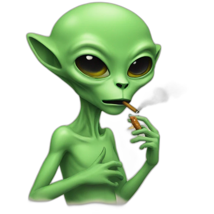 an alien smoking, with a cat emoji