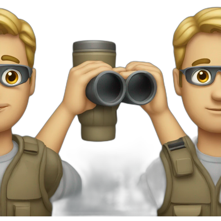 a man holding and looking through binoculars emoji