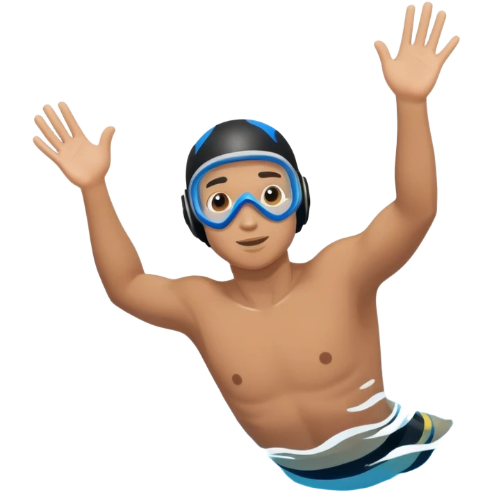 determined pool diver dives into a pool of confidence blue water  emoji