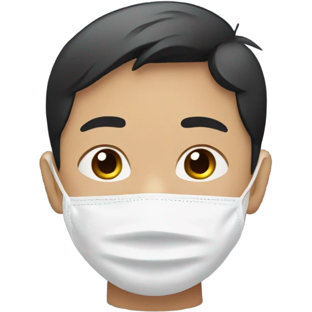 A small Asian boy wearing a mask  emoji