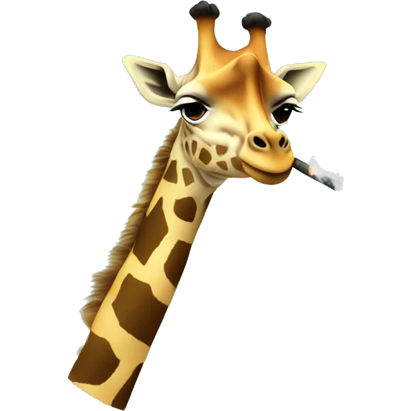 A giraffe smoking grass emoji