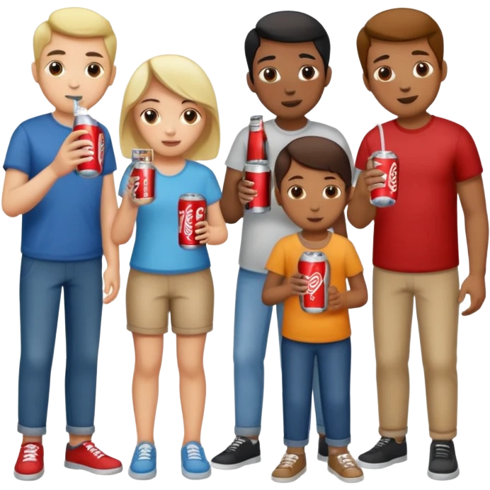 A group of thristy people having soda. emoji