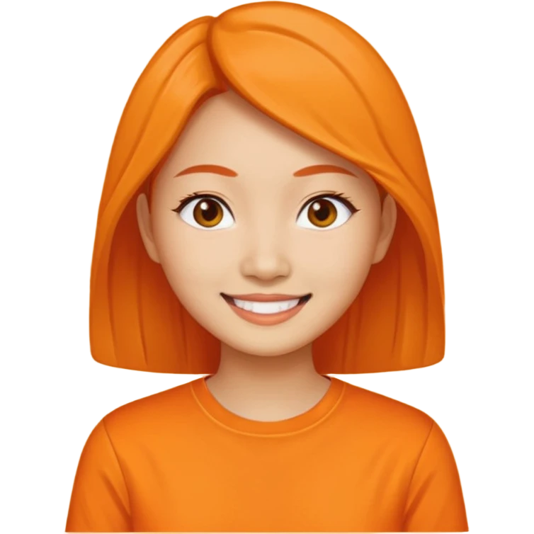 Asian woman with orange shirt emoji
