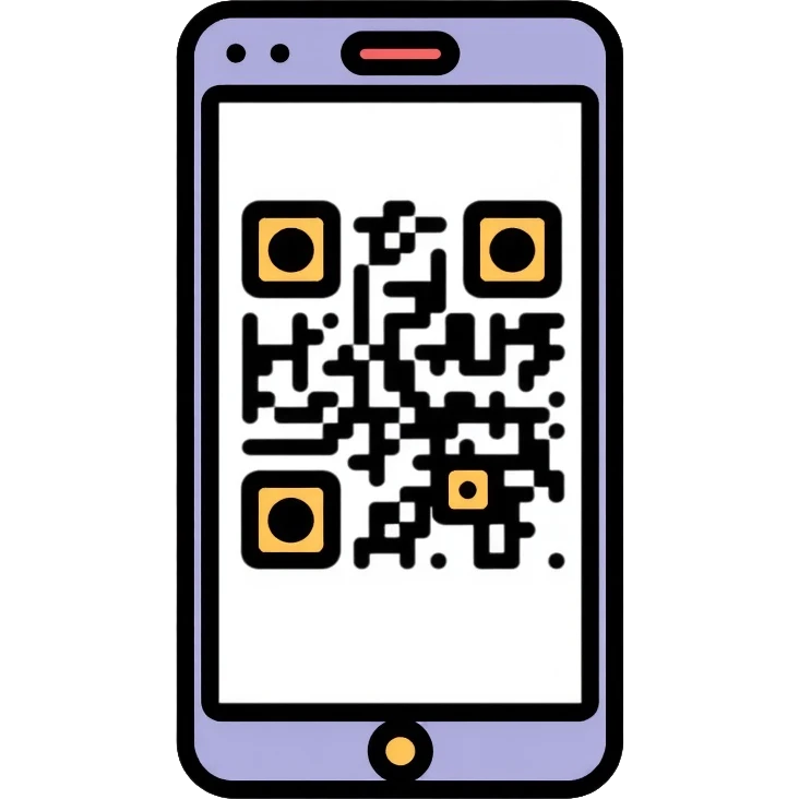 smartphone displaying QR code on screen emoji