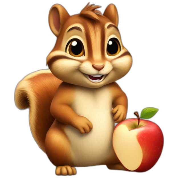 Chipmunks with apple in hand  emoji