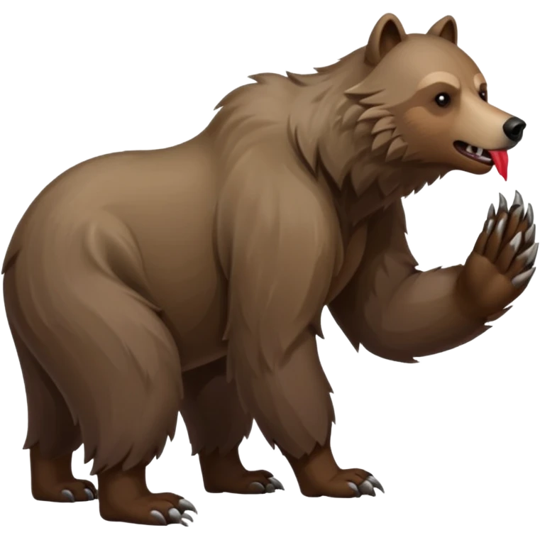 Grizzly bear with a wolf’s tail, fluffy neck fur, and long downward pointing tusks emoji