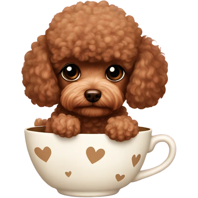 Brown Teacup poodle in a teacup emoji