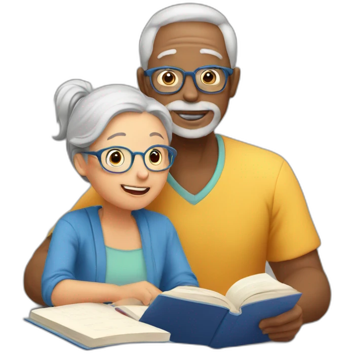 studying with grandparent emoji