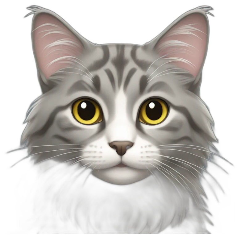Gray norwegianforest cat emoji