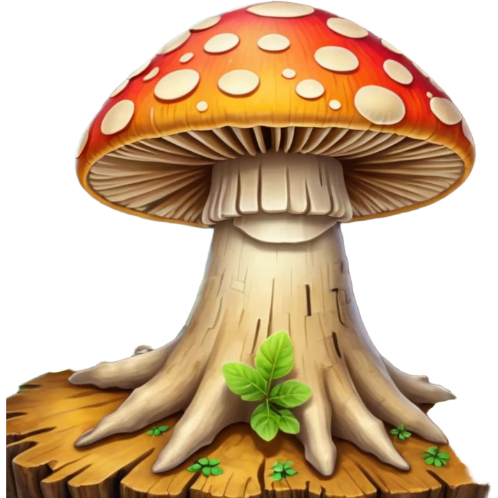 wild colorful mushroom growing on trê emoji