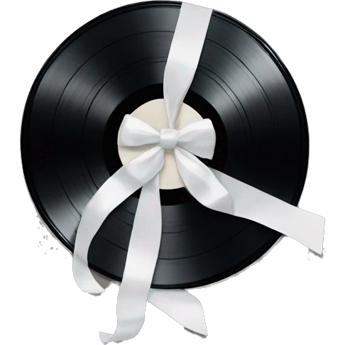  vinyl record with white bow emoji