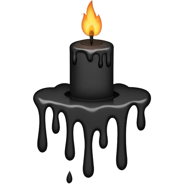 Minimalist emoji-style sticker of a candle with a broken or melted top and rising black smoke. No flame. Matte style. emoji