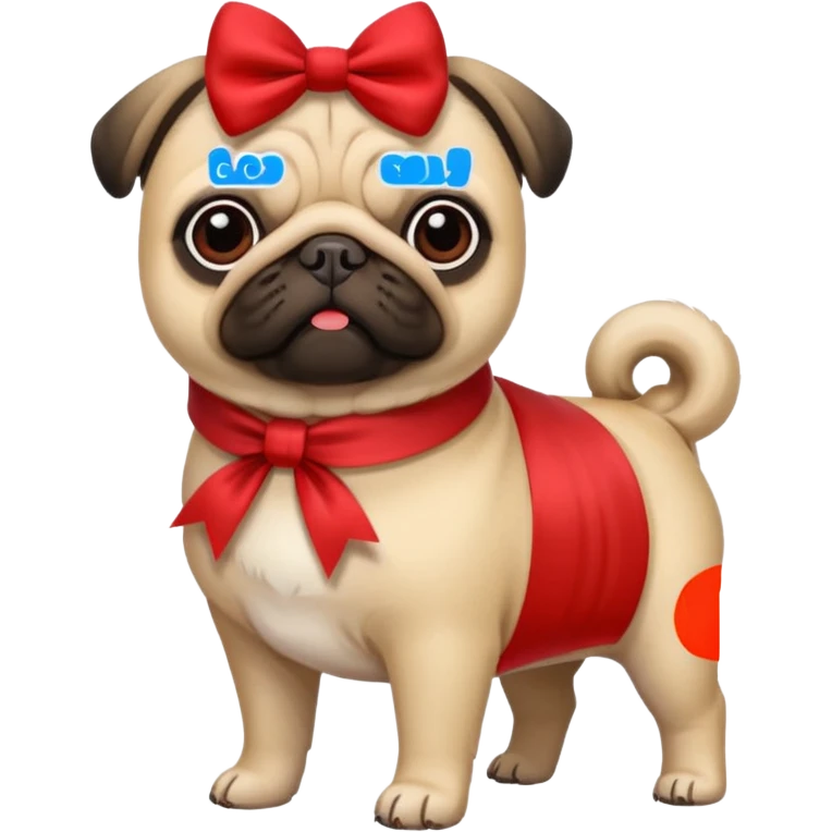 Pug com láço emoji