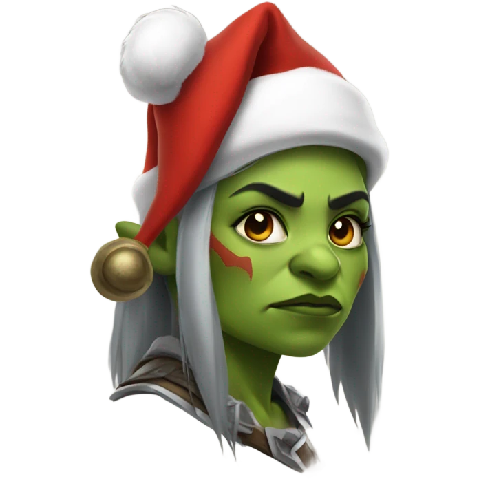 orc female warrior with santa hat emoji