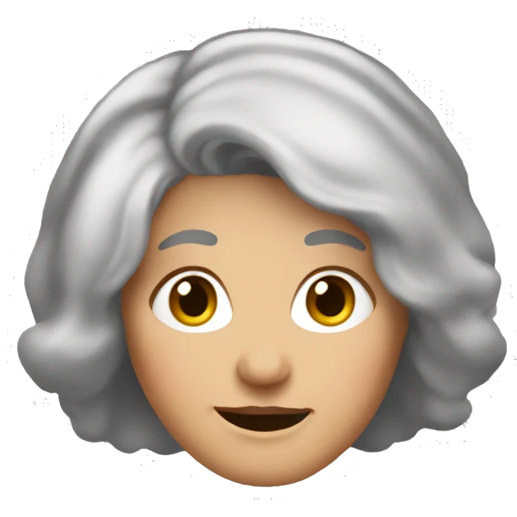 60 year old lady thin short grey hair chubby face  emoji