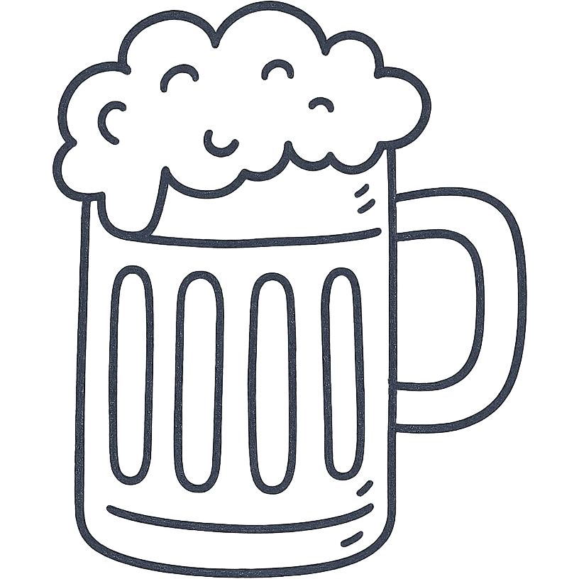 beer mug, sketchy and playful hand drawn icon style emoji