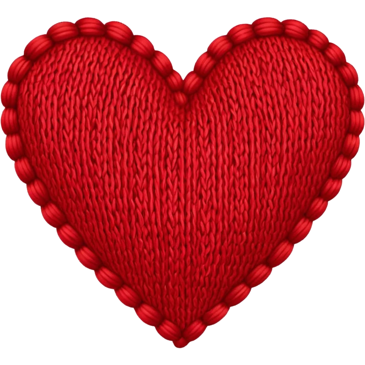 A Red knitted heart emoji
