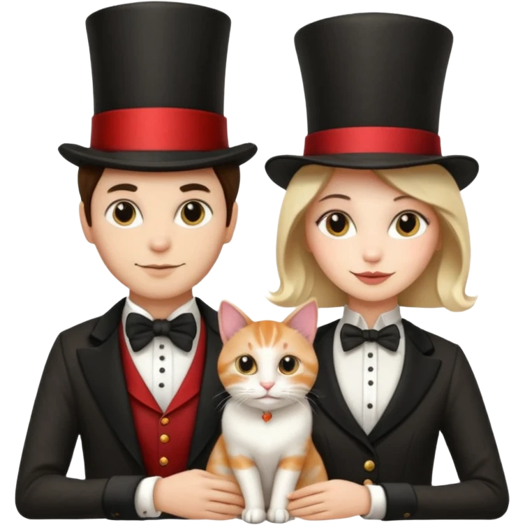 magician couple and their pet cat emoji