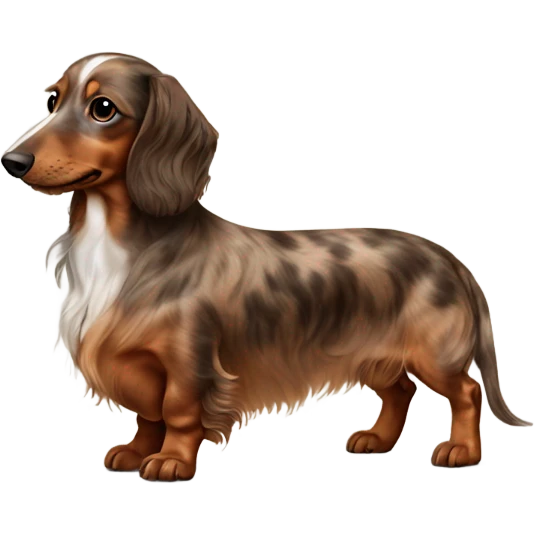 brown Merle long haired Dachshund full body emoji