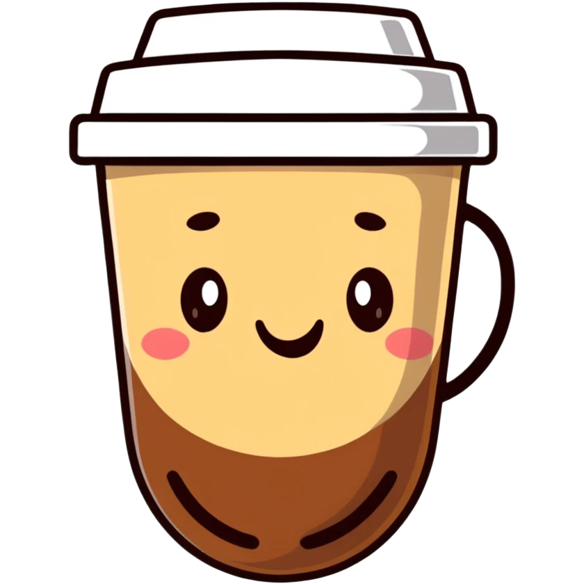 a coffee bean with a cute face emoji