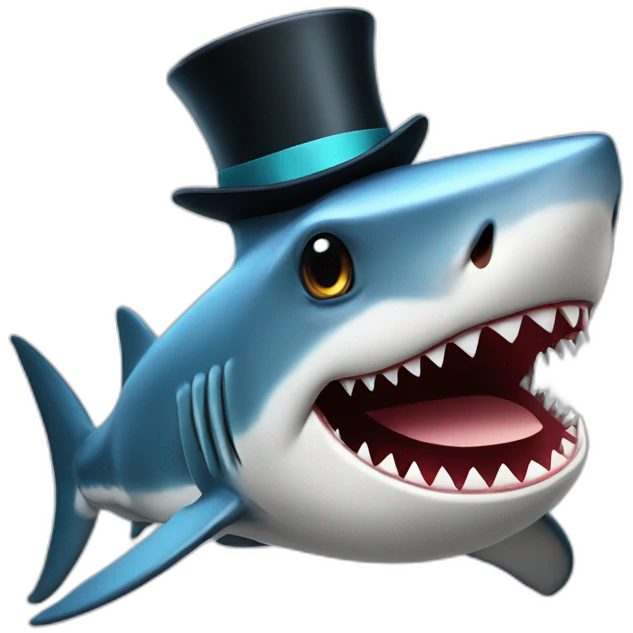 Shark with a top hat emoji