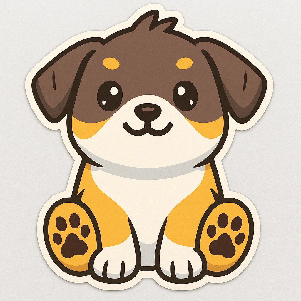 Make the paw print dark brown in cartoonish stickers emoji