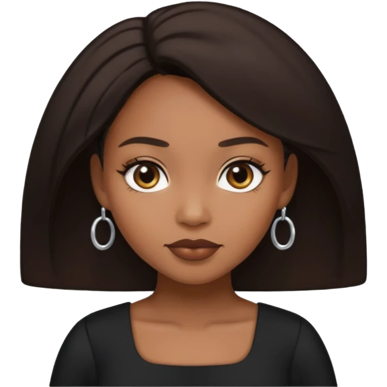 Light skinned black woman with bbl and dark brow hair emoji