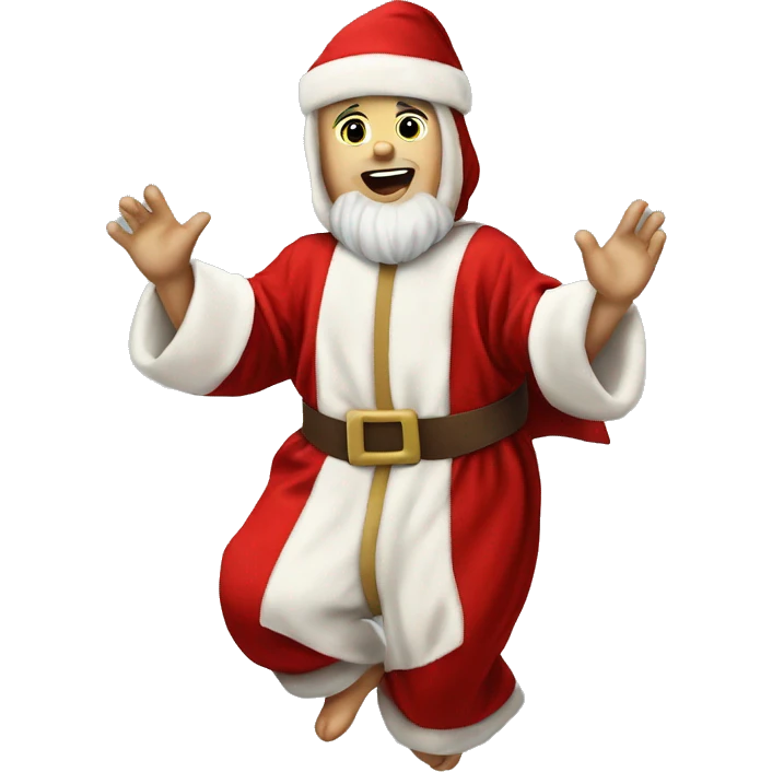 skipping sprint baby Jesus santa costume emoji