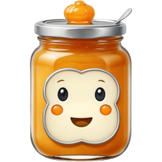 Hermès-style bread and orange jam jar, classic French breakfast, cute emoji style emoji