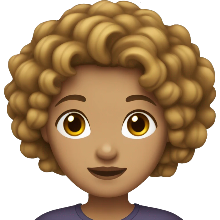 Southeast Asian female with black, wavy curly hair, light brown skin, and overweight. emoji