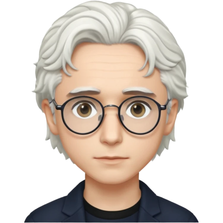 timothee chalamet with white hair and glasses emoji