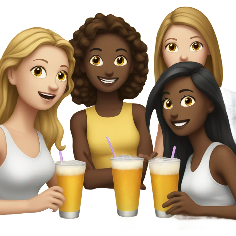 Group of 6 white  girls drinking  emoji
