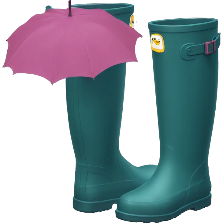 a pair of vinyl long rain boots emoji