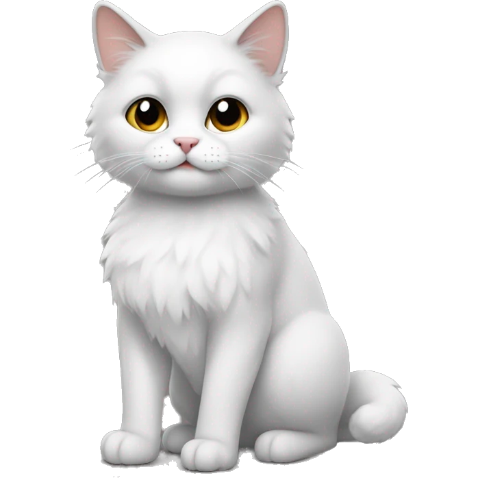 A cat with gray-white fur, white fur on the chest, chin and paws emoji