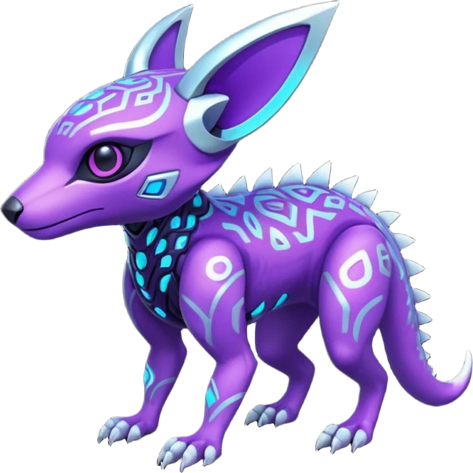 Tropical futuristic lush neon purple Fionbri-Vernid-Trico-Protogen-Primagen-creature (full body) emoji