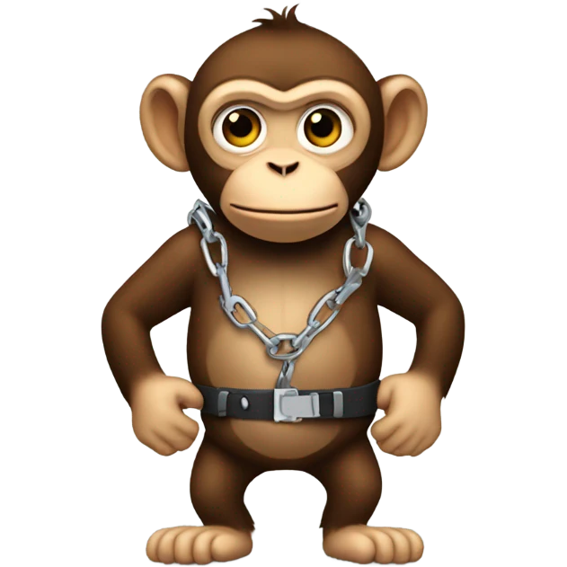 Monkey wearing handcuffs behind back emoji