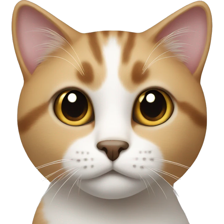 White and brown cat with black spot on the nose emoji