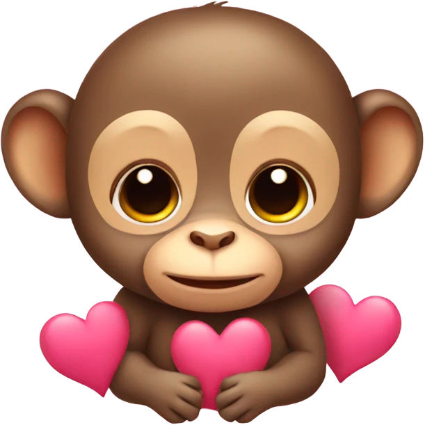 a baby monkey with hearts emoji