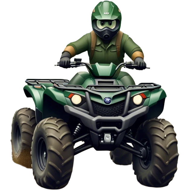 Yamaha Grizzly 700 (2019) – Cinematic-realistic Yamaha Grizzly 700 ATV, its dark green frame tearing through muddy trails. no rider emoji