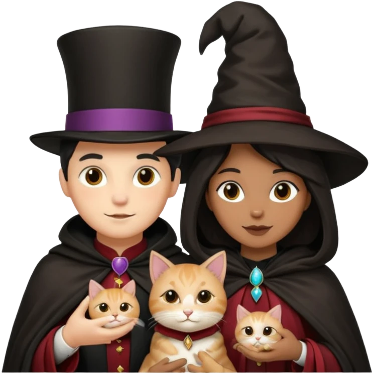 magician couple and their pet cat emoji
