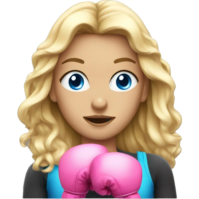 blonde girl with pink boxing gloves blue eyes emoji