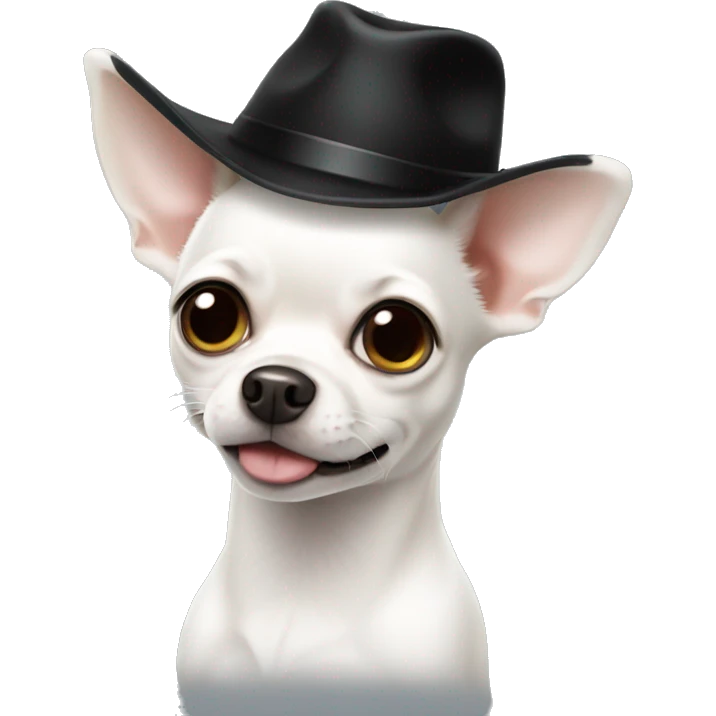 white chihuahua with black hat emoji