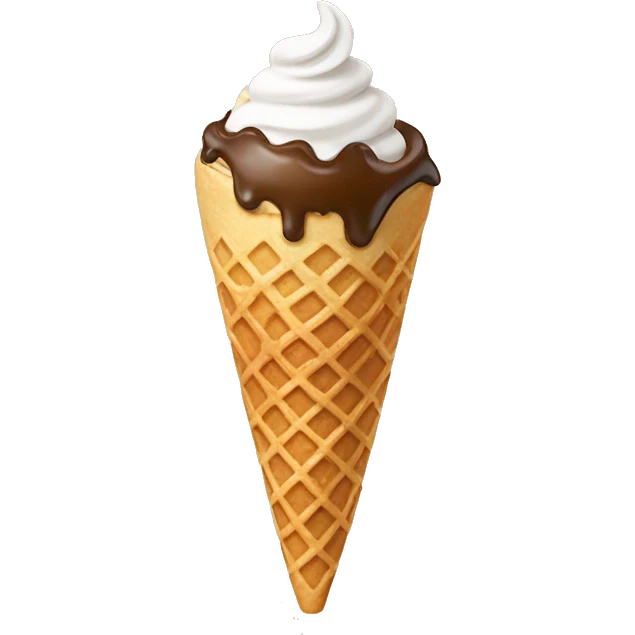 coffee ice cream in a waffle cone with no face emoji