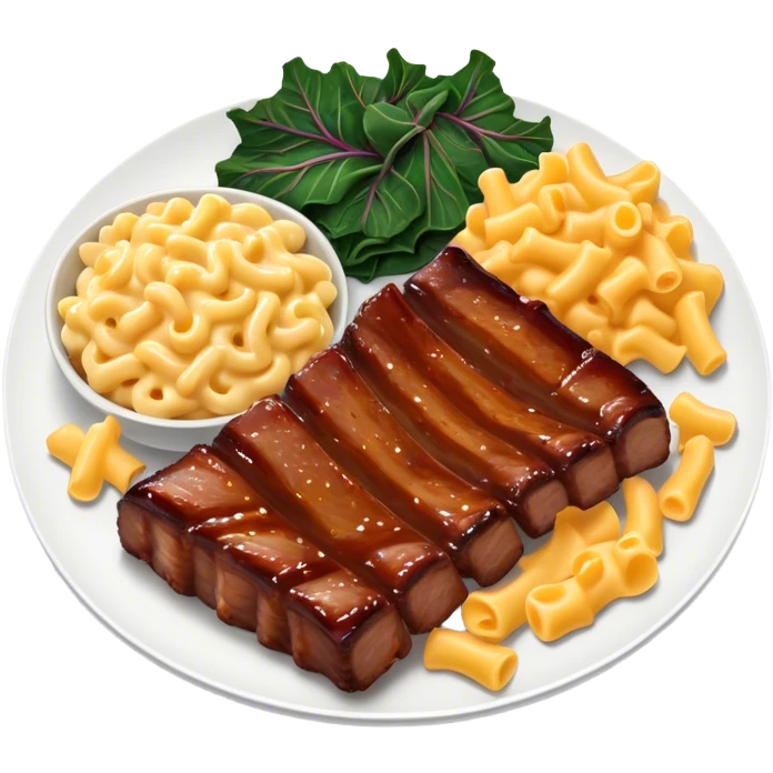 Ribs, mac & cheese collard greens platter emoji