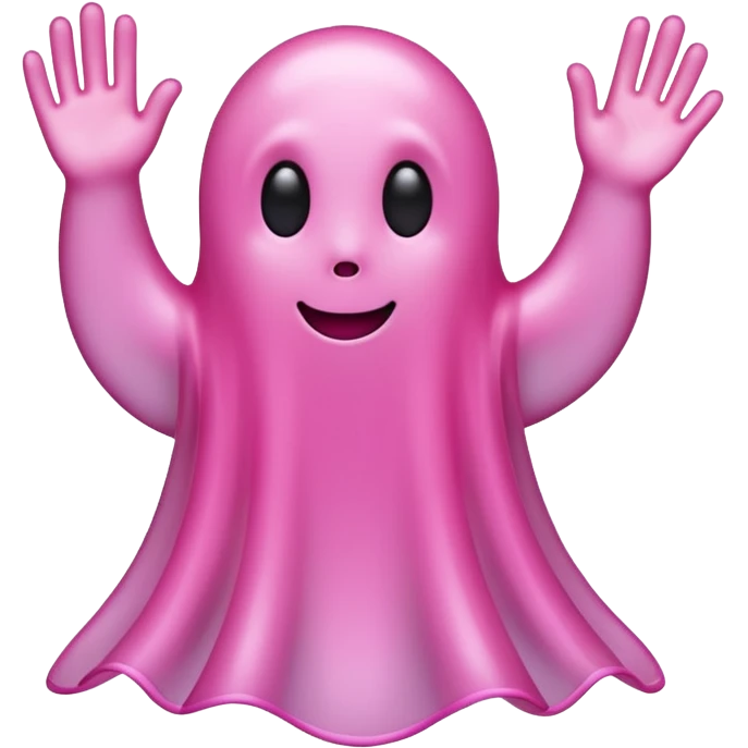 Pink ghost waving softly emoji