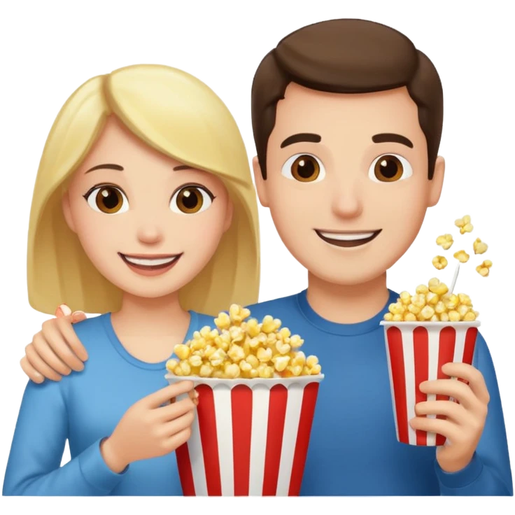 Crea un emoji dove un uomo e una donna mangiano i pop corn e guardano netflix emoji