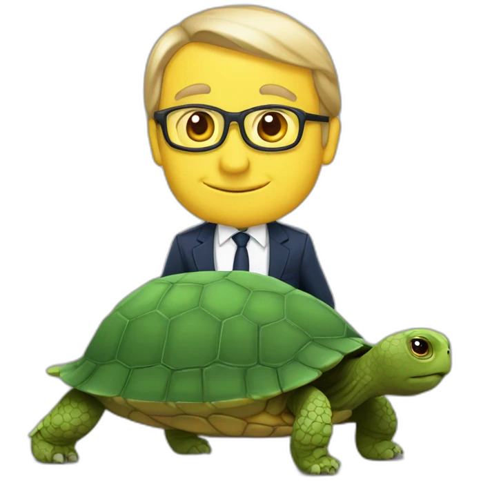 Tortue sur la tête de macron emoji
