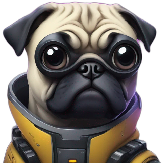 A pug in cyberpunk space emoji