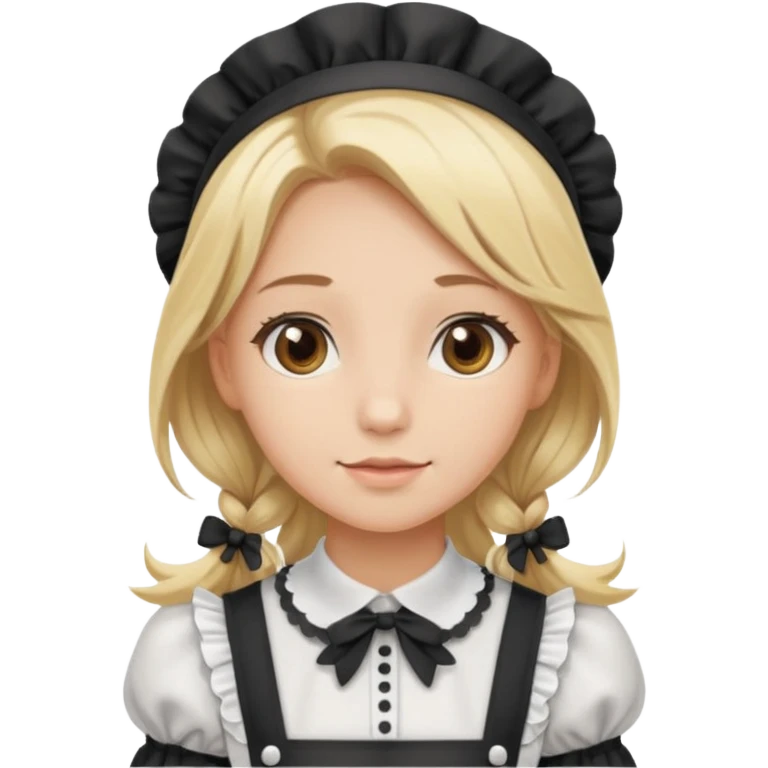 Long blonde hair girl maid with brown eyes emoji